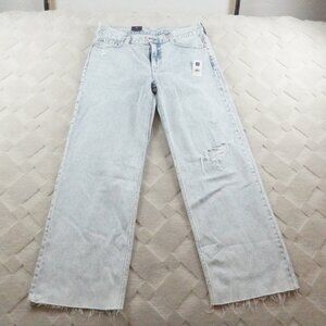 Gap Low Stride Relaxed Straight Leg Jeans Womens 29 Light Blue Denim Fray Hem